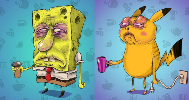 what-famous-cartoon-characters-look-like-before-their-morning-coffee-805x427