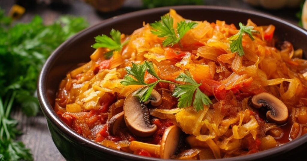 Тушкована капуста з грибами на Різдво
