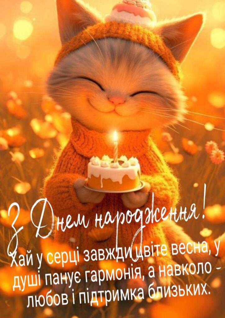 Мила картинка з котиком до дня народження