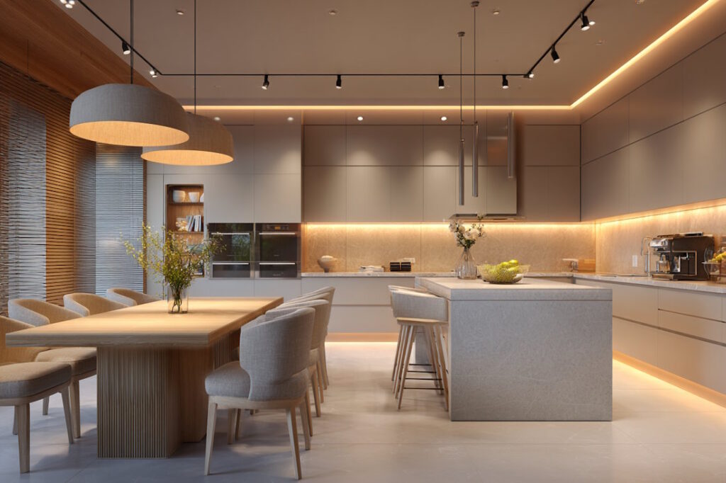 Зонування світлом - хитрість сучасних кухонь