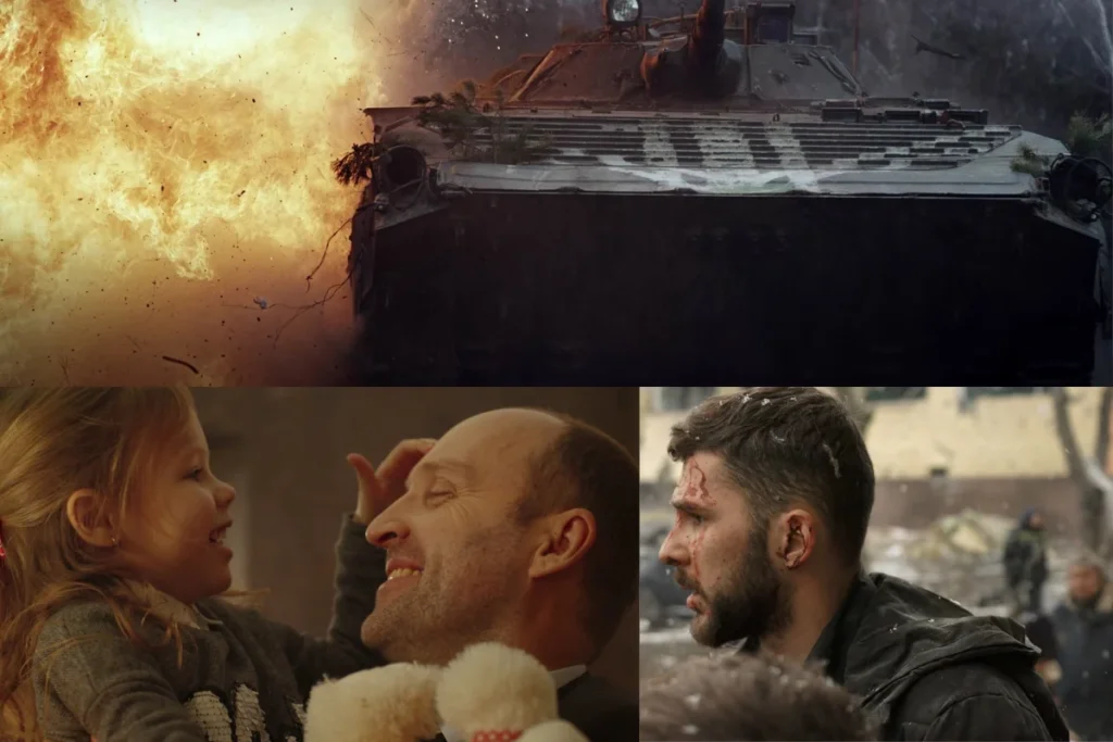 Колаж кадрів з фільмів про російсько-українську війну