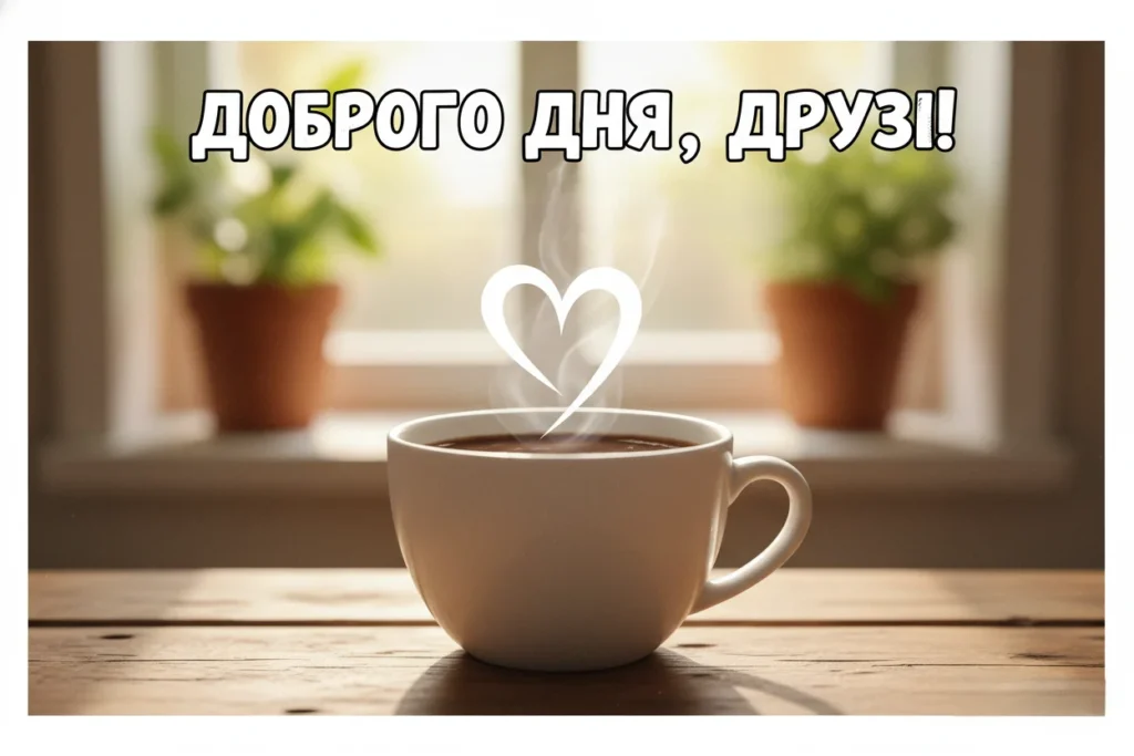 Фото чашки кави на столі біля вікна з серцем у парі