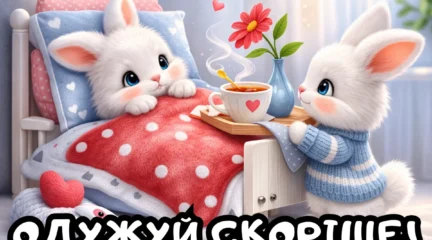 Листівка з зайчиками одужуй скоріше