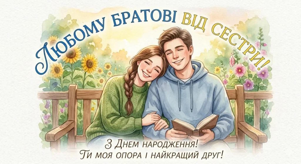 Зворушлива акварельна листівка від сестри, сповнена ніжності, підтримки та непорушного родинного зв’язку