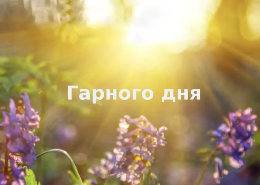 Побажання гарного дня на фоні сонячного світла