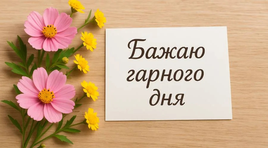 Побажання гарного дня поруч із квітами