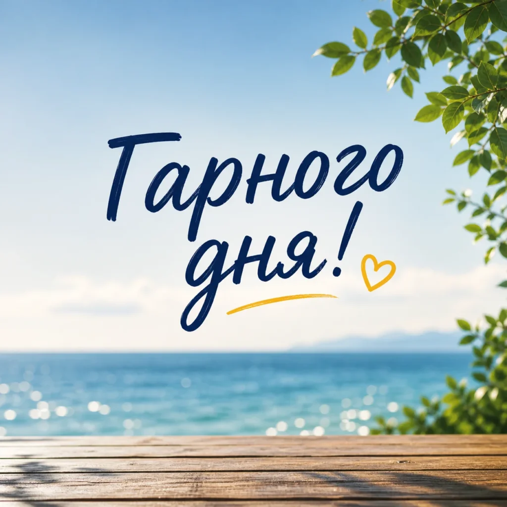 Побажання Гарного дня на фоні моря