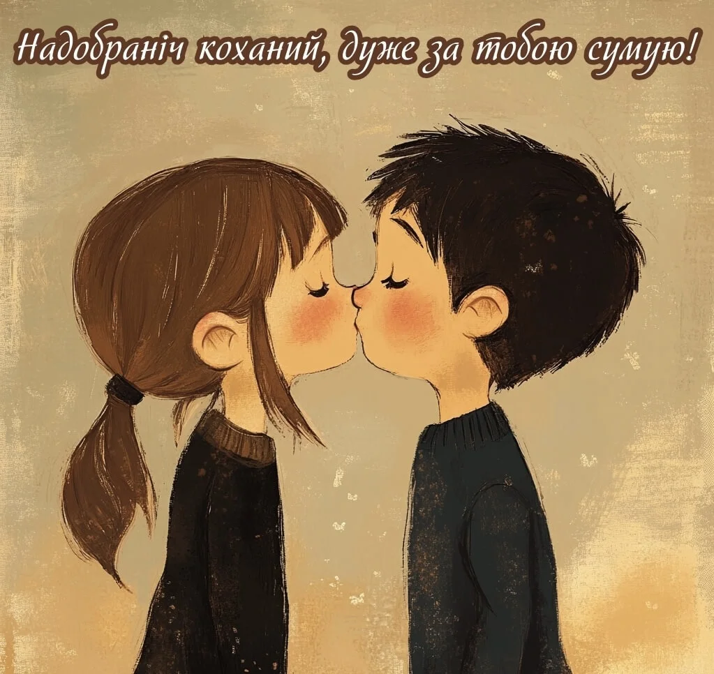 Хлопчик та дівчинка у поцілунку