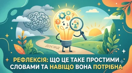 Ілюстрація про рефлексію: лампочка аналізує думки й досвід