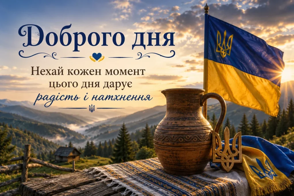 На вершині гір височіє прапор України