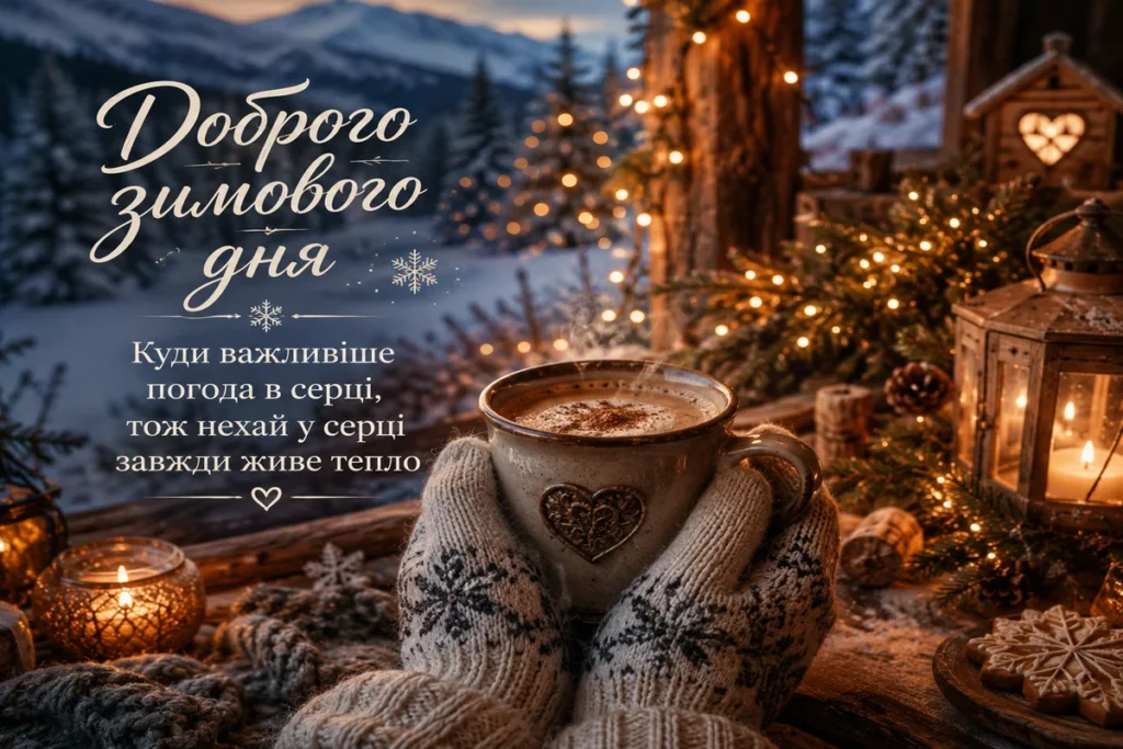 Тепла зимова кава з побажанням доброго дня