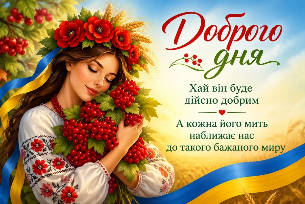 Українка пригортає грона калини
