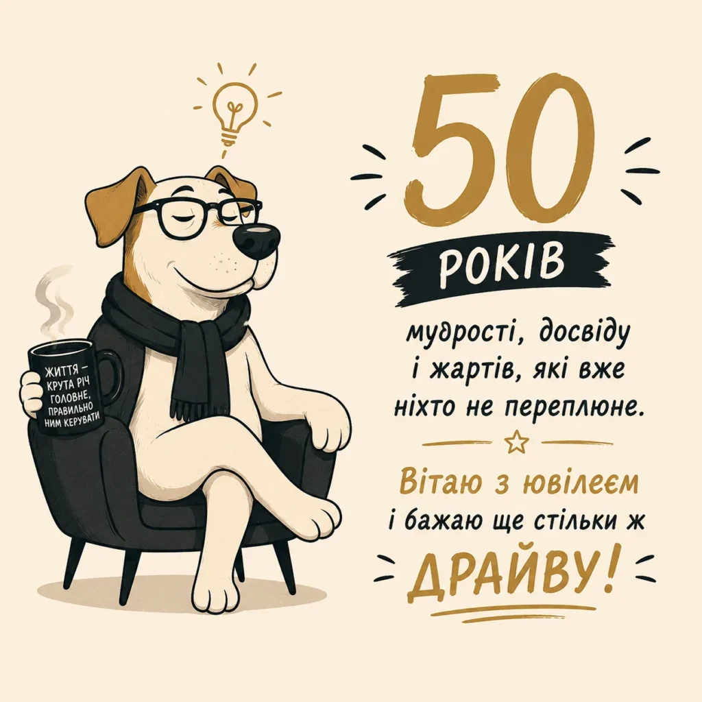 Мудрий пес вітає з ювілеєм 50 років