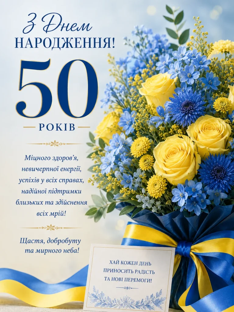 картинка з привітанням українською на 50 років мужчині 