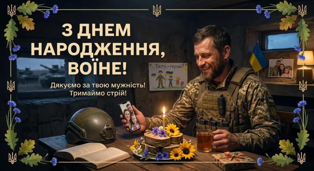 Воїн на зʼявку з родиною