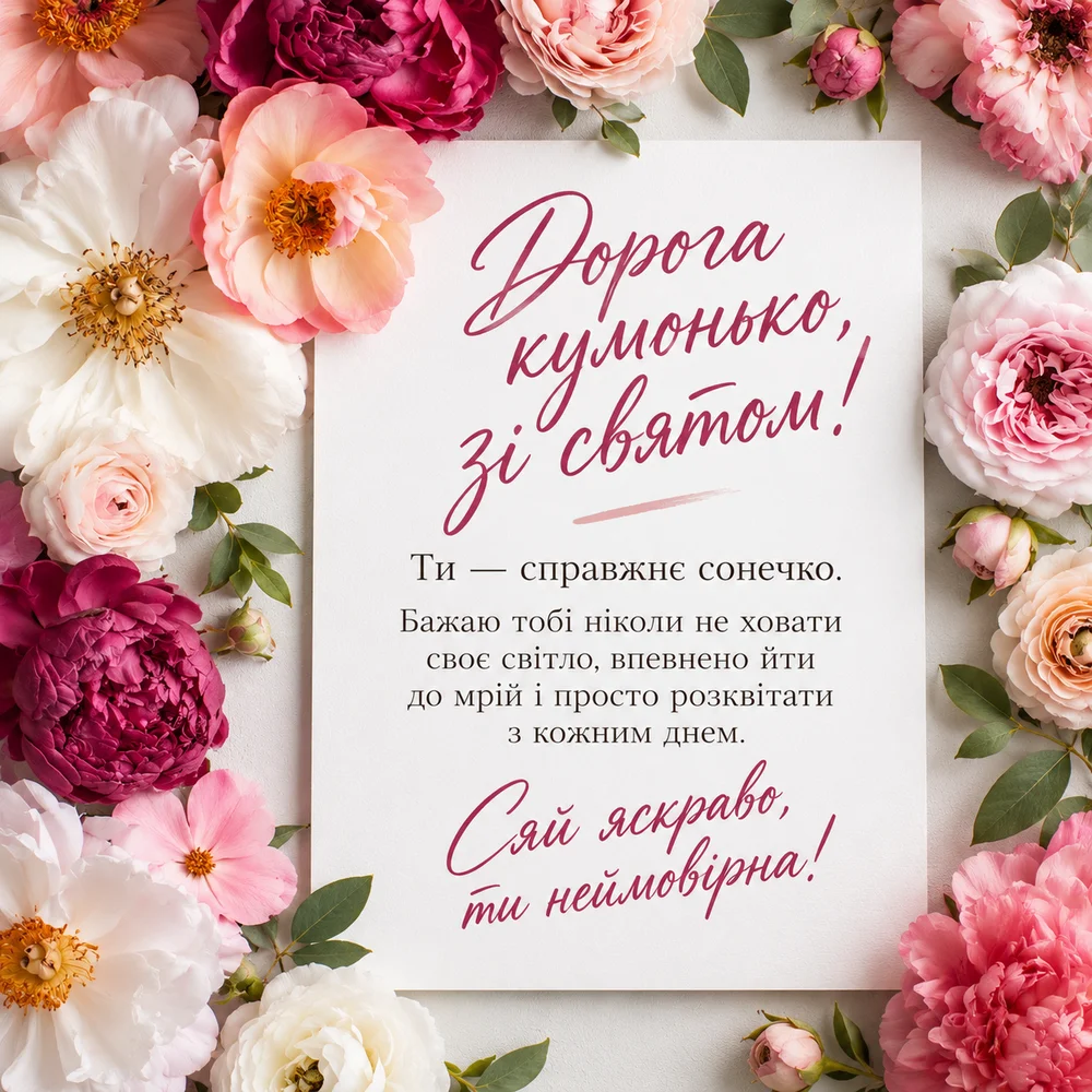 Тепле послання своїй кумі