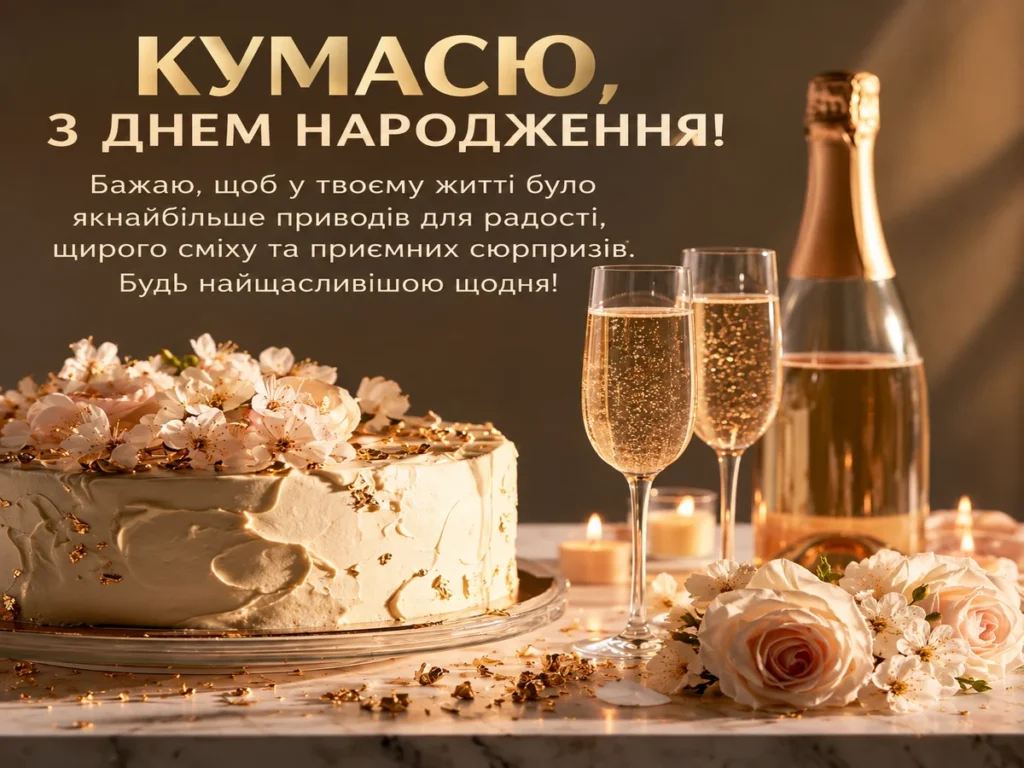Торт і шампанське для куми